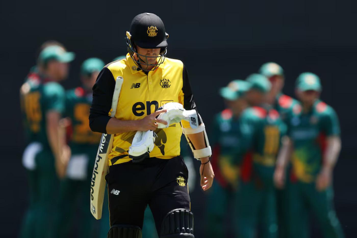 Jhye Richardson was part of Western Australia's batting collapse against Tasmania. Photo Courtesy: Will Russell/Getty Images